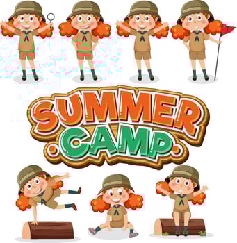 Group of children camping out vector