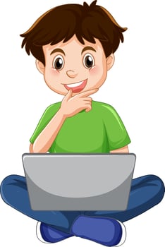 A man using laptop cartoon vector