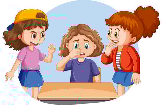 Poor girl abused by other kids vector