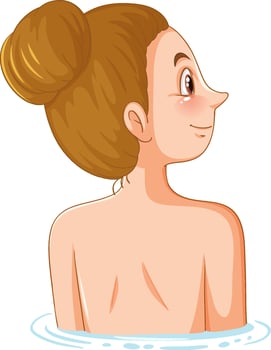 Back of woman with bun hair vector