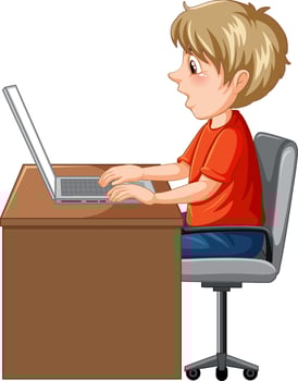 A man using laptop cartoon vector