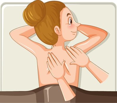 A woman getting back massage spa vector