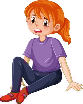 Sad girl cartoon character vector