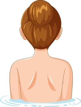 Back of woman with bun hair vector