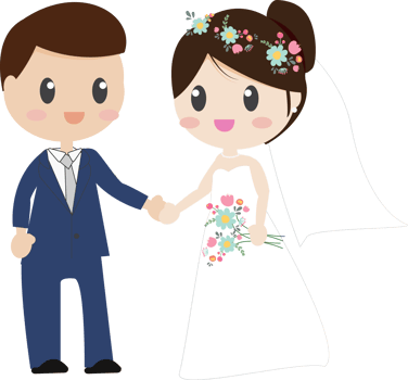 cute cartoon beautiful bride and groom couples in wedding dress holding hands png