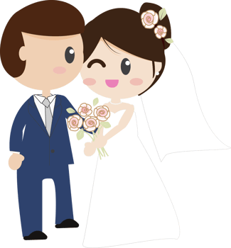 cute cartoon beautiful bride and groom couples cheek kissing png