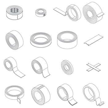 Scotch tape icons set vector outline