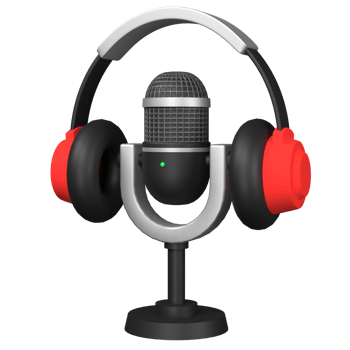 3D Rendering of Microphone and headphone, Broadcasting Concept. png