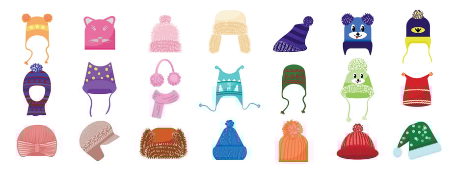 Winter headwear icons set cartoon vector. Fashion accessory vector