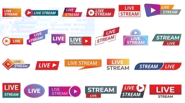 Live stream icons set cartoon vector. Air music vector