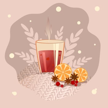 Hot mulled wine with oranges vector