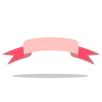 flat curved red ribbon label vector