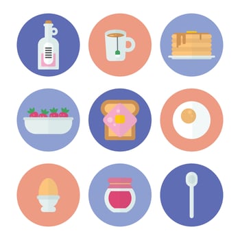 Breakfast Circled Icons vector