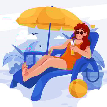Women Sunbathing on The Beach for Enjoy Holiday vector