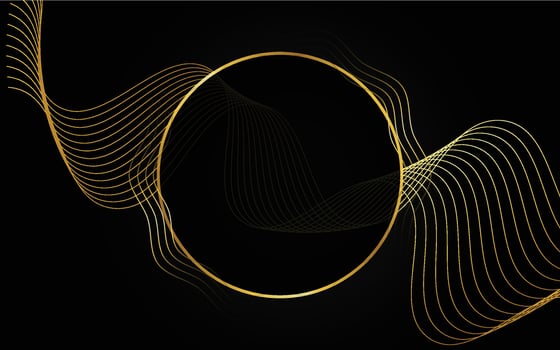 Futuristic Flash. Golden glittering magic gold particles isolated on transparent background. Sparkling light trails. Glowing shiny spiral lines effect vector