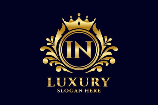 Initial IN Letter Royal Luxury Logo template in vector art for luxurious branding projects and other vector illustration.