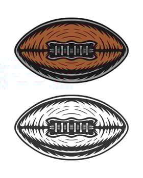 Vintage retro woodcut american football rugby ball. Can be used like emblem, logo, badge, label. mark, poster or print. Monochrome Graphic Art. Vector. vector