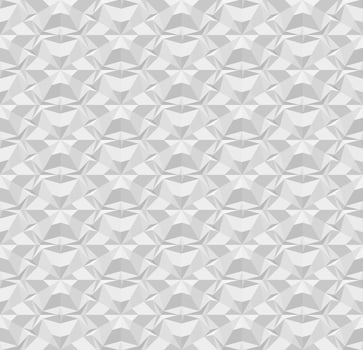 Light gray polygonal seamless paper pattern. Repeating geometric texture with extrusion effect. 3D vector illustration with origami effect for background, wallpaper, interior, wrapping paper.