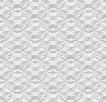 Light gray polygonal seamless paper pattern. Repeating geometric texture with extrusion effect. 3D vector illustration with origami effect for background, wallpaper, interior, wrapping paper.