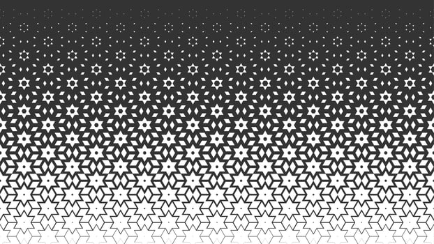 Vector monochrome seamless pattern. Repeating geometric background in arabic style with polygon, star, gradient. Texture for web site backdrop, wallpaper, textile, fabric
