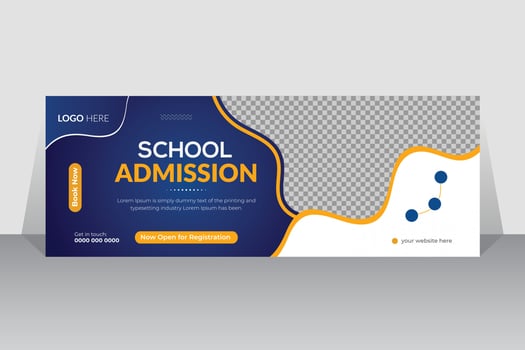 School Admission Timeline Cover and Web Banner Template, Back to School Social Media Cover Template vector