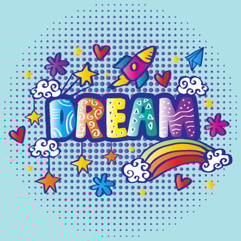 Dream word hand lettering decorative. vector