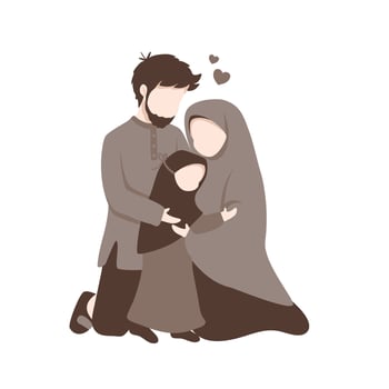 Muslim family illustration vector