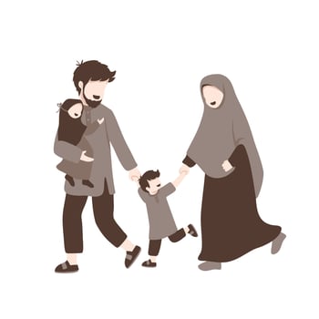 Muslim family illustration vector