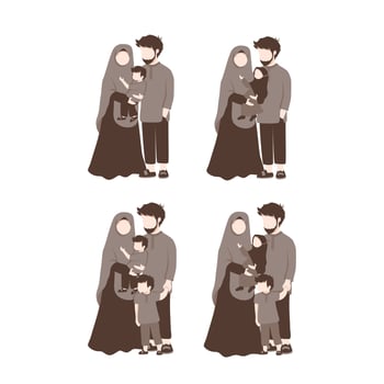 Muslim family illustration vector