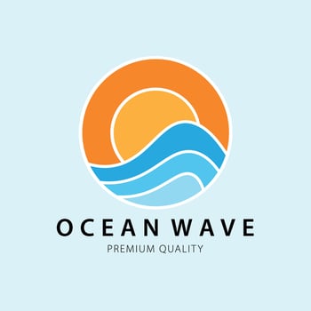 Ocean wave vintage logo, icon and symbol, vector illustration design