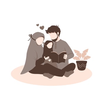 Muslim family illustration vector