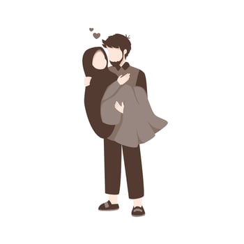 Romantic muslim couple illustration vector