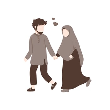 Romantic muslim couple illustration vector