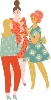 Girlfriends drinking sparkling wine png