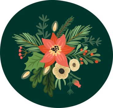Christmas flowers. Isolated illustration. png