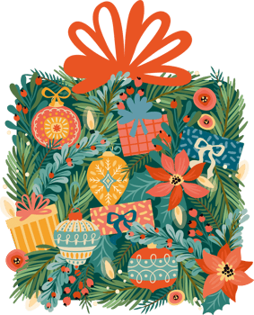 Christmas and Happy New Year illustration gift box png