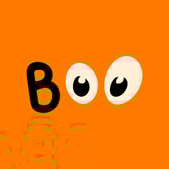 Boo halloween illustration with eyes on orange color background vector