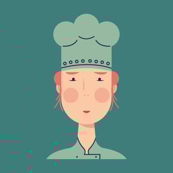 Cute avatar for one sad or resentment ginger hair young woman. Vector illustration in pastel colour.