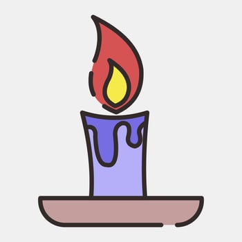Icon candle stick.Icon in filled line style. Suitable for prints, poster, flyers, party decoration, greeting card, etc. vector