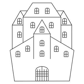 An old mansion. Sketch. Mysterious house. Castle. Country estate. An ancient building with towers. Doodle style. vector