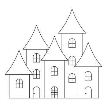 Castle. An old mansion. Sketch. Mysterious house. Country estate. An ancient building with towers. Doodle style. vector