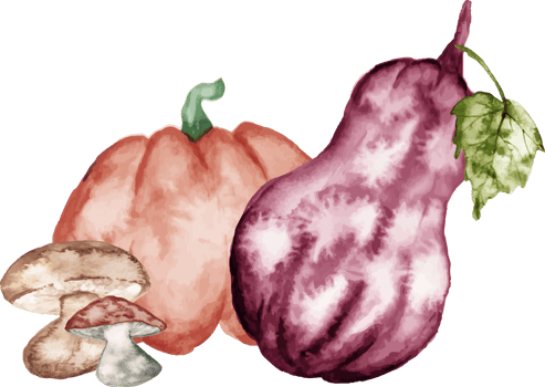 watercolor pumpkin with mushroom png