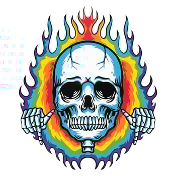 Multi-colored skull. Mixed media. T-shirt print. Vector illustration