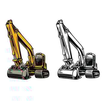 Excavator Illustration set vector