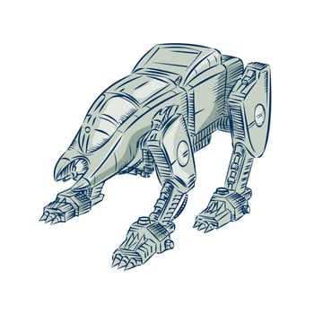 Mecha Bot High Angle Etching vector