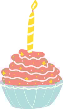 Hand Drawn Birthday Cupcake Illustration vector