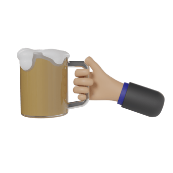 3d hand of a businessman holding a glass of beer png