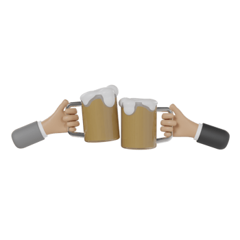 3d hand of a businessman holding a glass of beer png