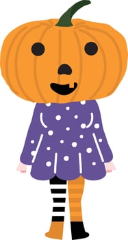 Halloween holiday cartoon character. Cute kids in costumes of witch, mummy, pirate, skeleton and black cat. Ghosts and ghost pumpkins. Vector hand drawing