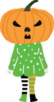 Halloween holiday cartoon character. Cute kids in costumes of witch, mummy, pirate, skeleton and black cat. Ghosts and ghost pumpkins. Vector hand drawing